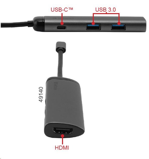 VERBATIM 49140 Multiportový HUB USB-C,  2x USB 3.0,  1x USB-C,  HDMI,  šedý dok3 