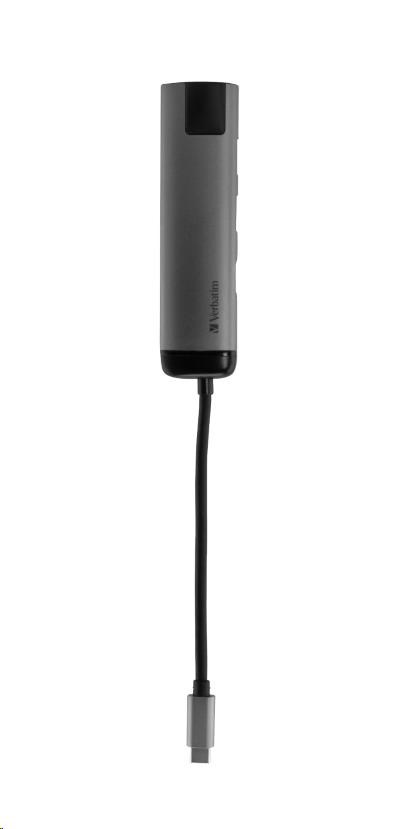 VERBATIM 49141 Multiportový USB-C HUB,  2x USB 3.0,  1x USB-C,  HDMI,  LAN,  šedý dok8 