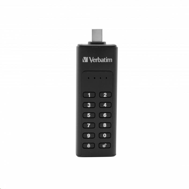 VERBATIM USB C 3.1 disk 128 GB - klávesnica Secure (R:160/W:150 MB/s) GDPR2 