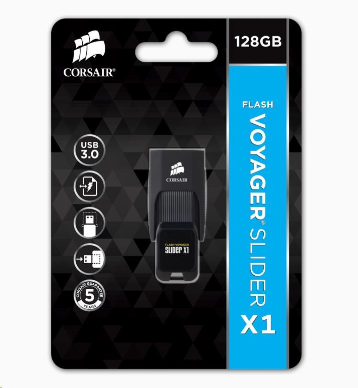 Flash disk CORSAIR 128 GB Voyager Slider X1,  USB 3.0,  čierna5 