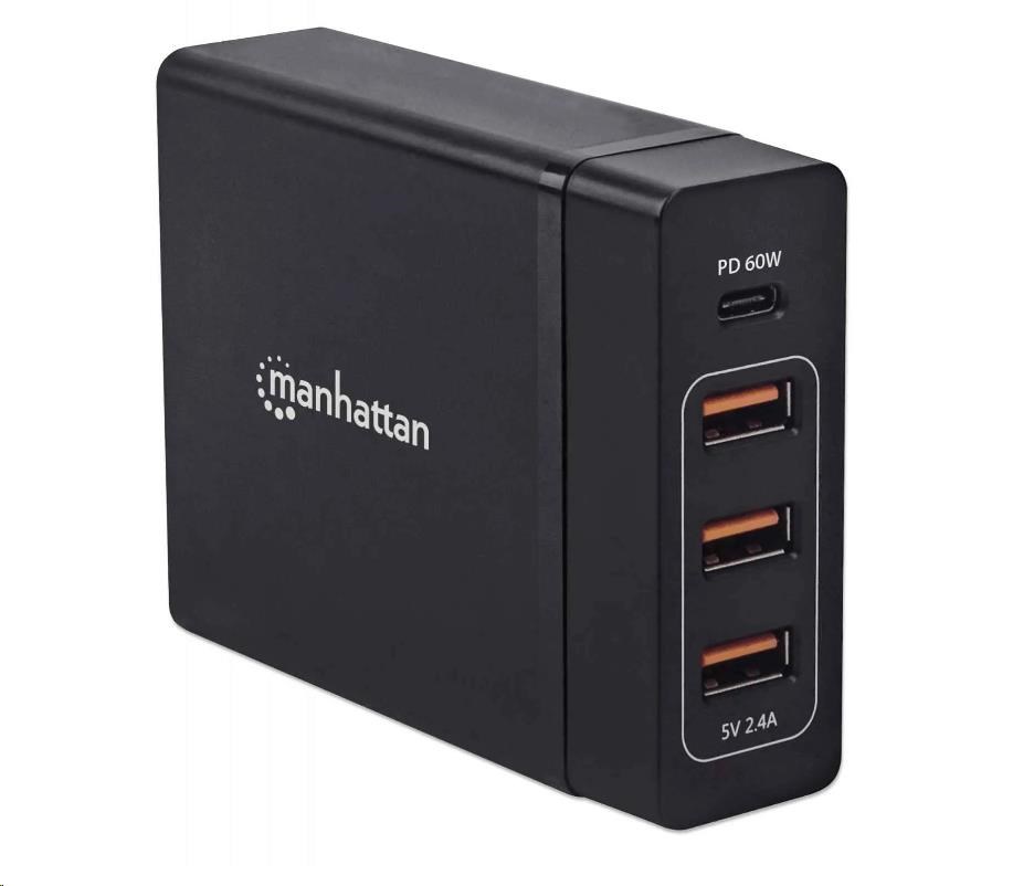 Nabíjacia stanica MANHATTAN USB Power Delivery - 72 W,  čierna1 
