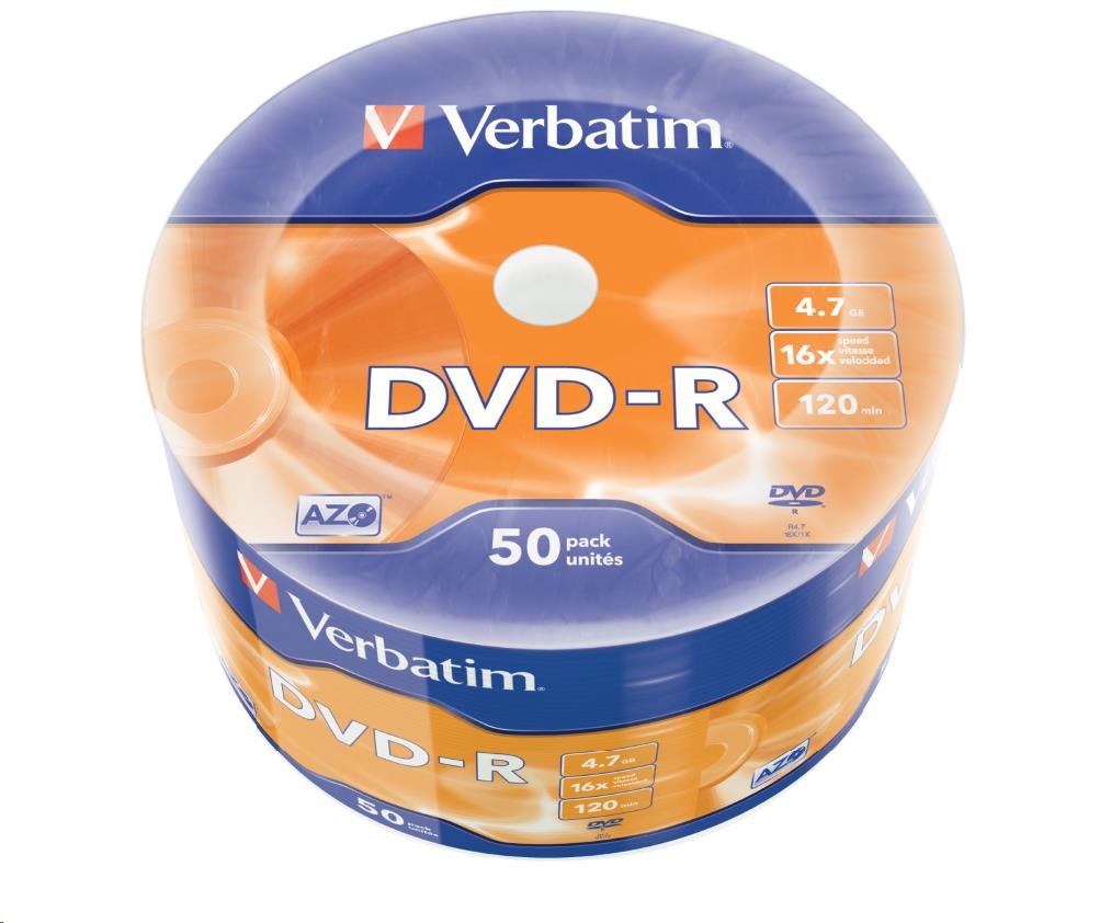 VERBATIM DVD-R (balenie 50 kusov) 16x WRAP 4.7GB MATT0 