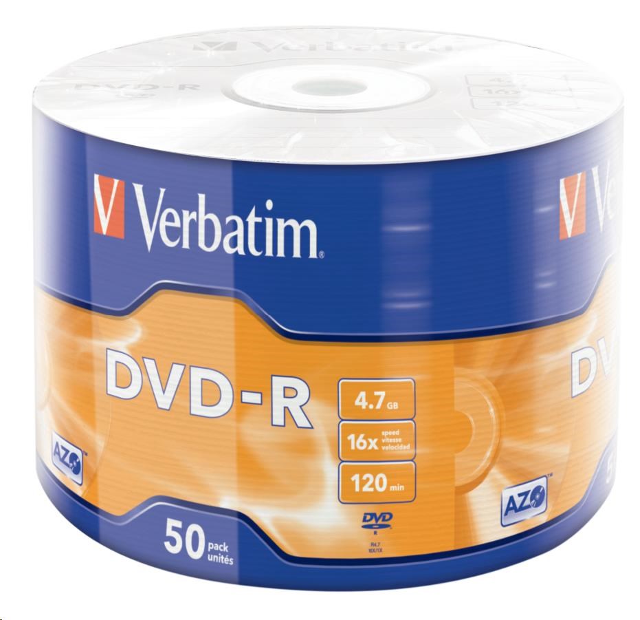 VERBATIM DVD-R (balenie 50 kusov) 16x WRAP 4.7GB MATT3 