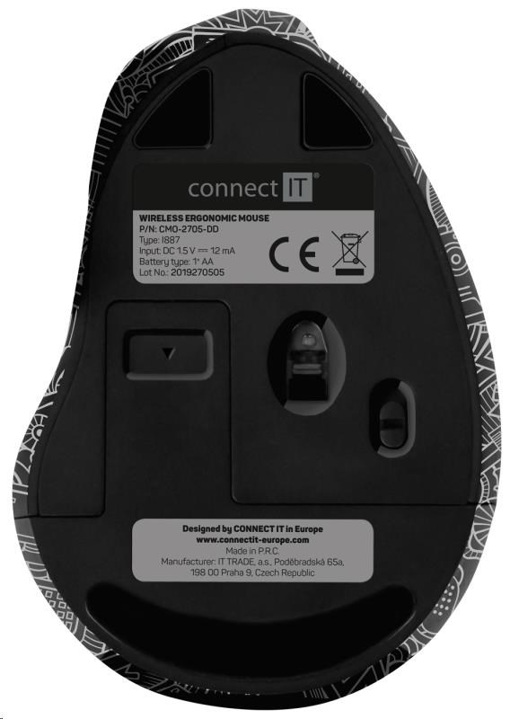 CONNECT IT FOR HEALTH ergonomická vertikálna myš DOODLE,  (+ 1x batéria AA zdarma),  bezdrôtová5 