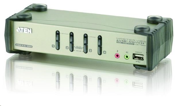 ATEN 4-portový prepínač KVMP USB+PS/ 2,  usb hub,  audio,  OSD,  1.2m káble0 