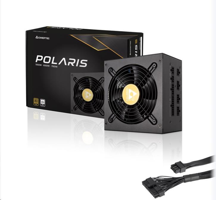 Napájací zdroj CHIEFTEC Polaris Series,  PPS-650FC,  650W,  ATX-12V V.2.4,  PS2,  12cm ventilátor,  Active PFC,  modulárny,  803 
