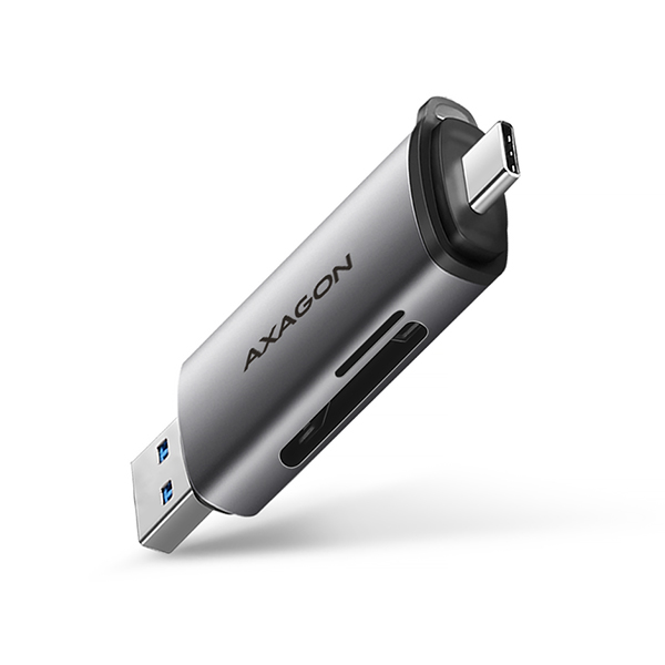 AXAGON CRE-SAC,  USB3.externá čítačka kariet SD/ microSD 2 Gen 1 Type-C + Type-A,  podpora UHS-I5 