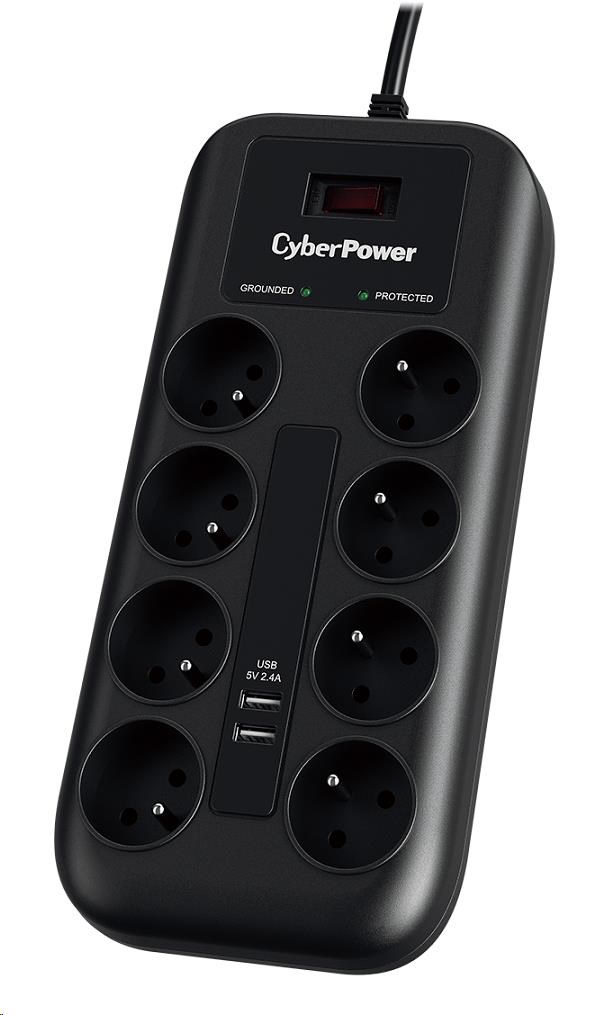 CyberPower Surge Buster™ 8 zásuviek,  2xUSB,  1.8m,  nové1 