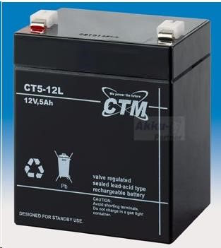 Batéria - CTM CT 12-5L (12V/ 5Ah - Faston 250),  životnosť 5 rokov0 