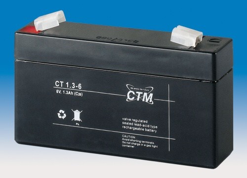 Batéria - CTM CT 6-1, 3 (6V/ 1, 3Ah - Faston 187),  životnosť 5 rokov0 
