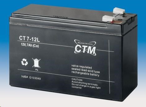 Batéria - CTM CT 12-7L (12V/ 7Ah - Faston 250),  životnosť 5 rokov0 