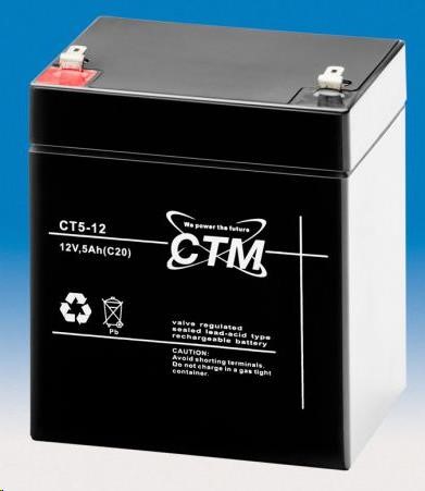 Batéria - CTM CT 12-5 (12V/ 5Ah - Faston 187),  životnosť 5 rokov0 