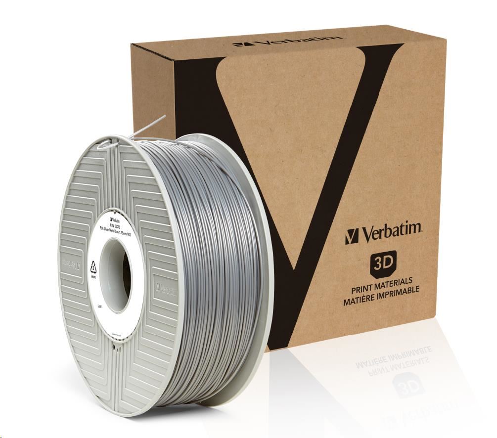 VERBATIM Filament pre 3D tlačiarne PLA 1.75mm,  335m,  1kg strieborná/ kovovo sivá (55275)0 