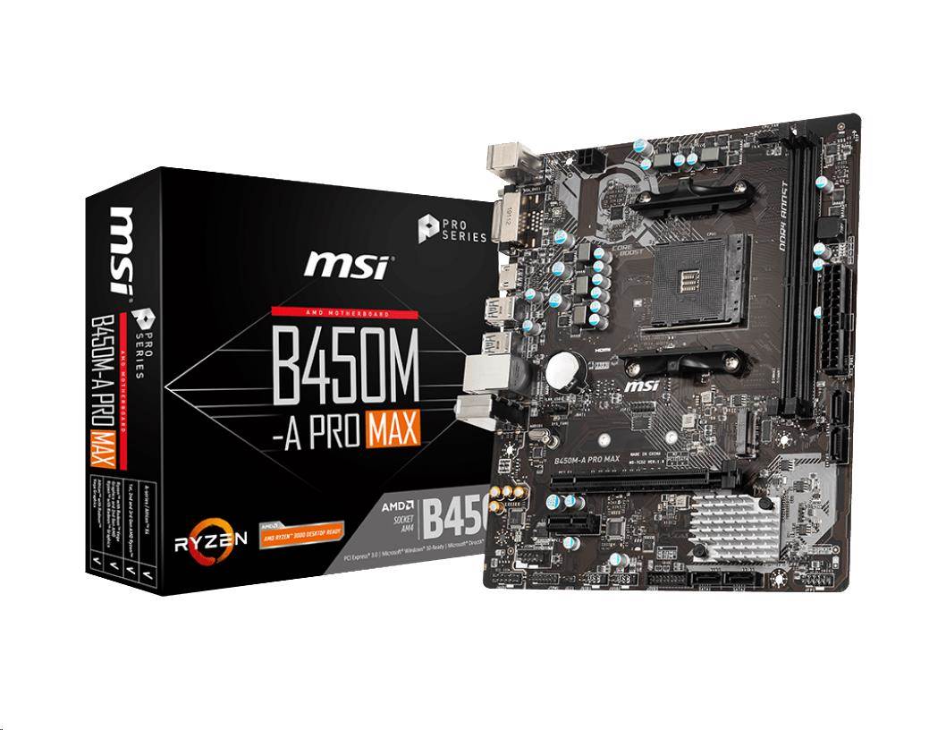 MSI MB Sc AM4 B450M-A PRO MAX, AMD B450, 2xDDR4, VGA, mATX0 