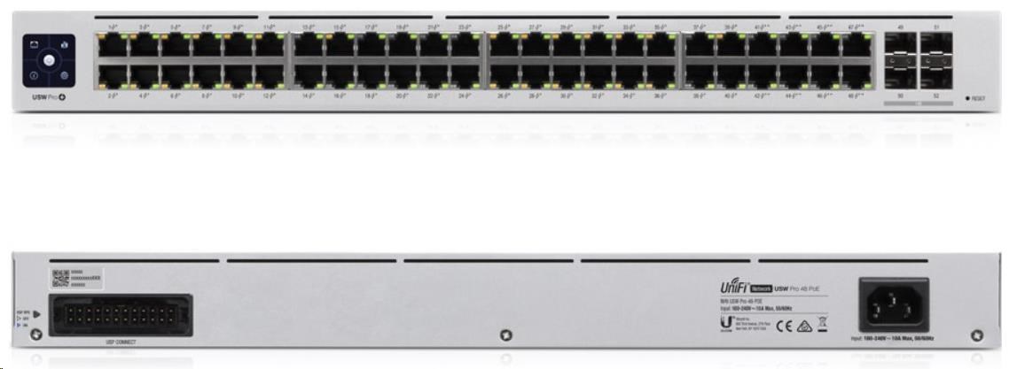 UBNT UniFi Switch USW-Pro-48-POE Gen2[48xGigabit,  600W PoE+ 802.3at/ af/ bt,  4xSFP+,  176Gbps]3 