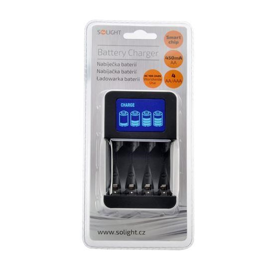 Solight nabíječka s LCD displejem,  AC 230V,  450mA,  4 kanály,  AA/ AAA,  řízená mikroprocesorem0 