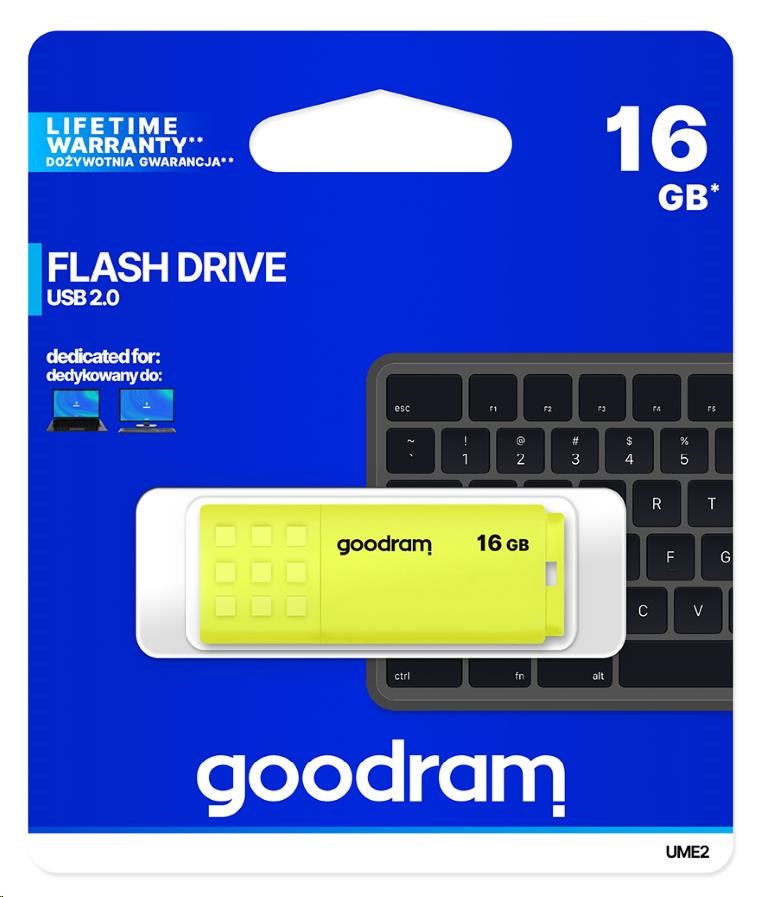 GOODRAM Flash disk 16GB UME2,  USB 2.0,  žltá1 