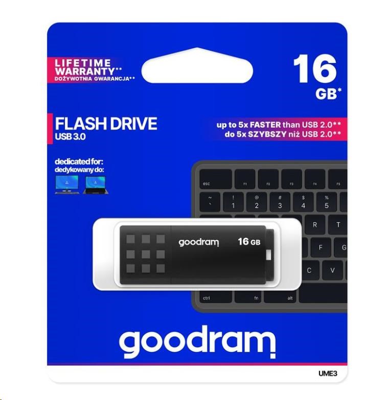 GOODRAM Flash disk 16GB UME3,  USB 3.0,  čierna1 