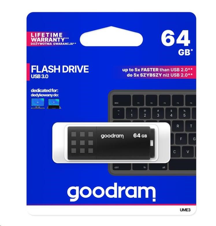GOODRAM Flash Disk 64GB UME3, USB 3.0, čierna0 