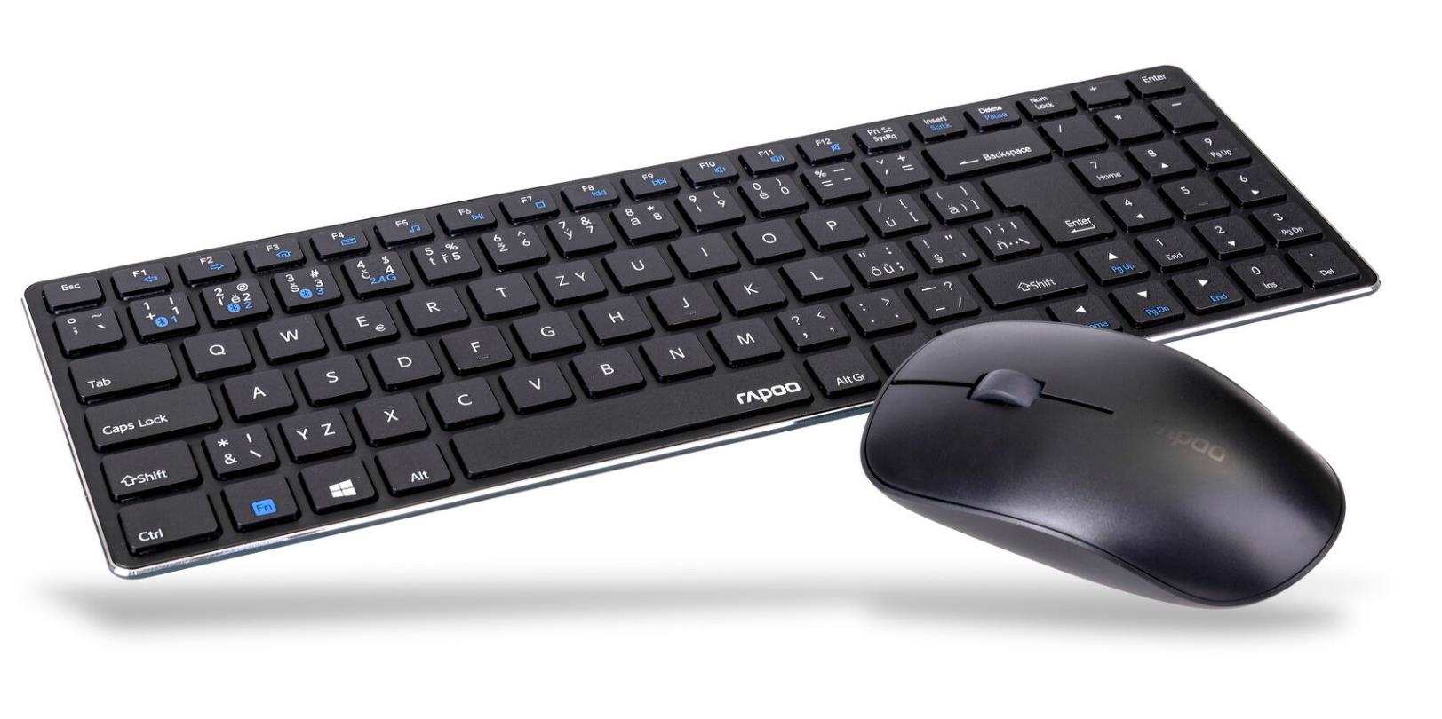 Súprava klávesnice a myši RAPOO 9300M,  bezdrôtová viacrežimová tenká myš a ultratenká klávesnica,  čierna1 