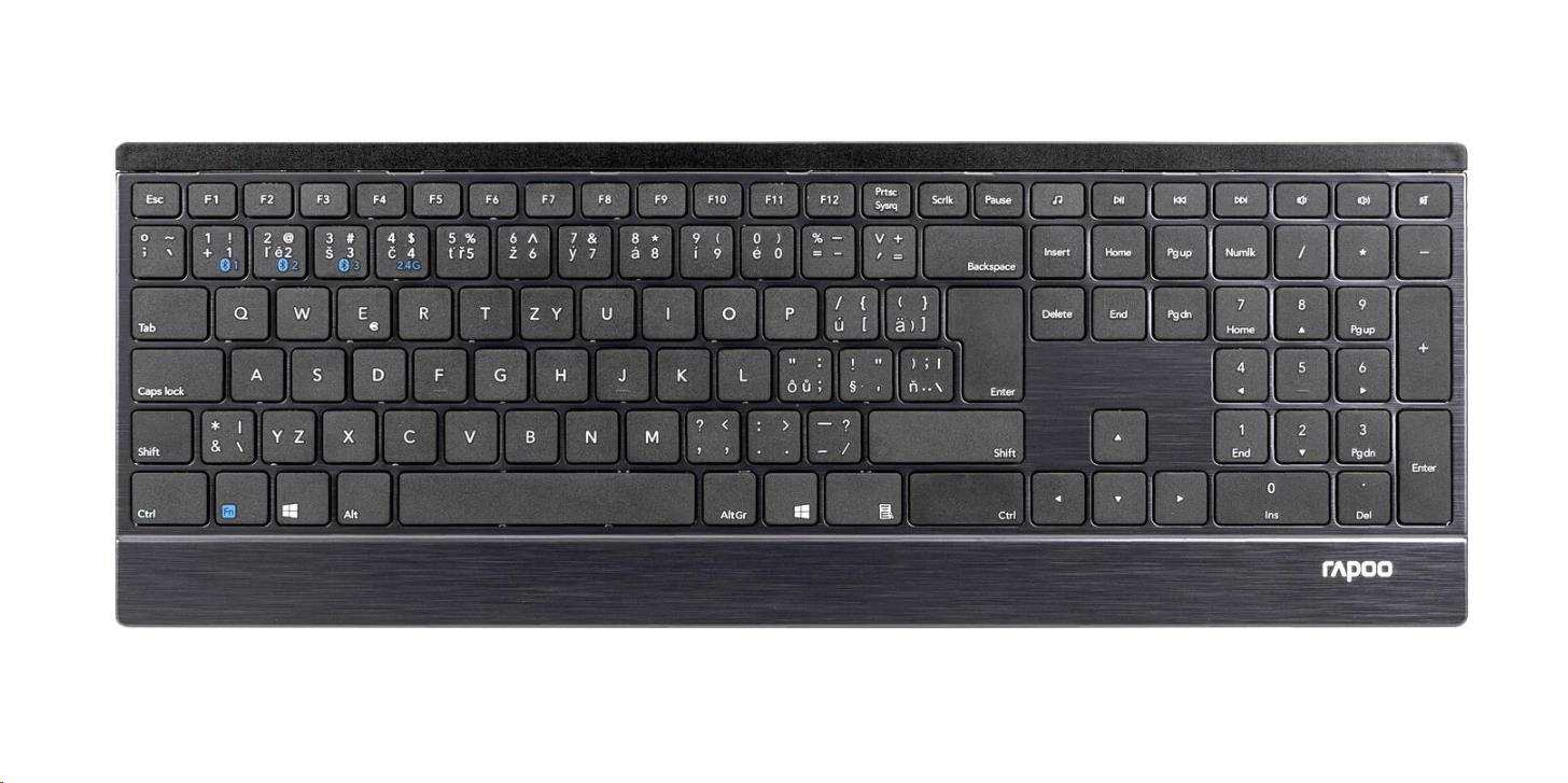 RAPOO klávesnice E9500M Multi-mode Wireless Ultra-slim Keyboard Black0 