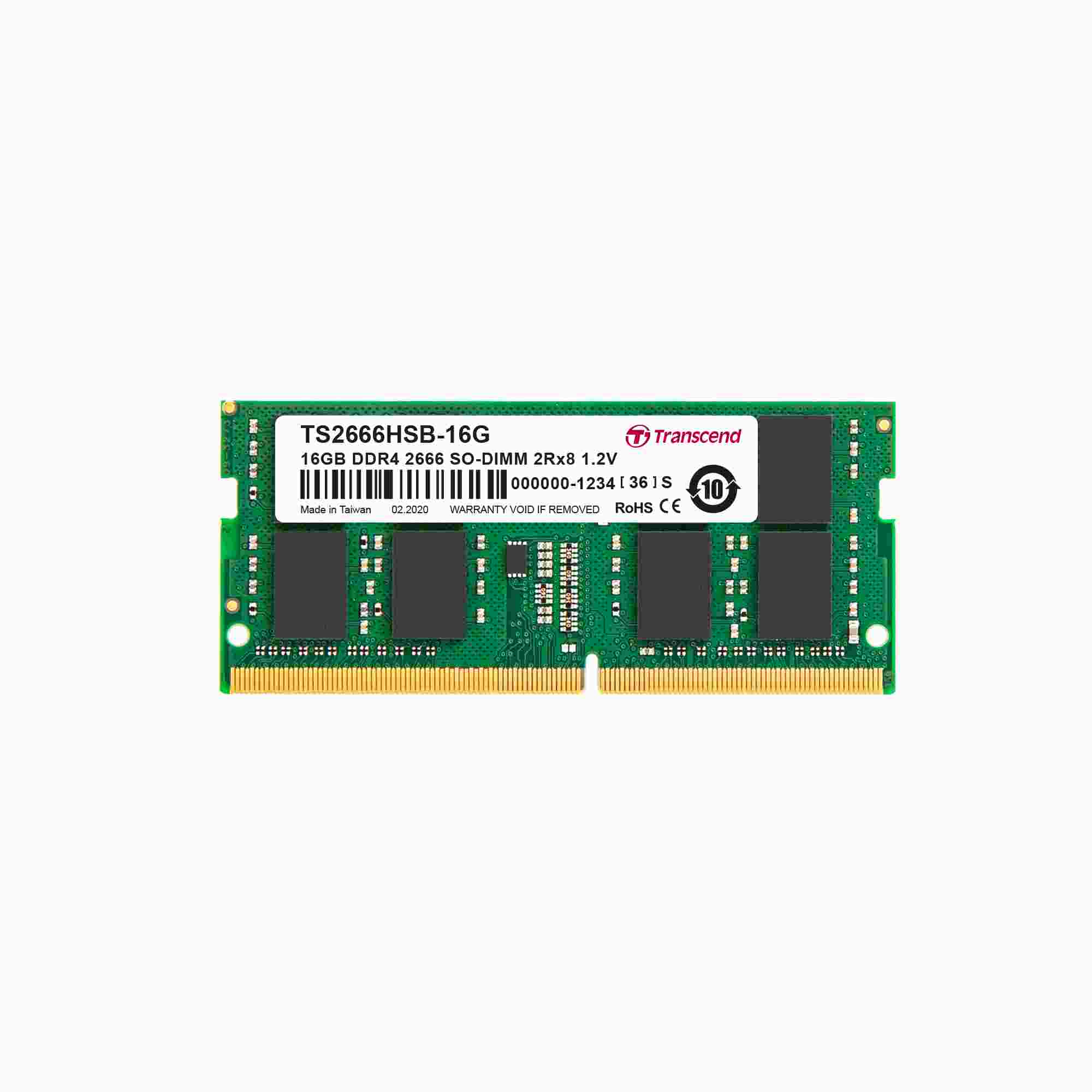 SODIMM DDR4 16GB 2666MHz TRANSCEND 2Rx8 1Gx8 CL19 1.2V0 