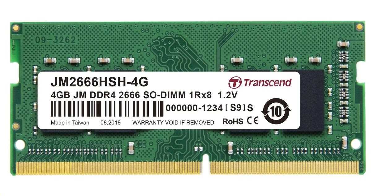 SODIMM DDR4 4GB 2666MHz TRANSCEND 1Rx8 512Mx8 CL19 1.2V0 
