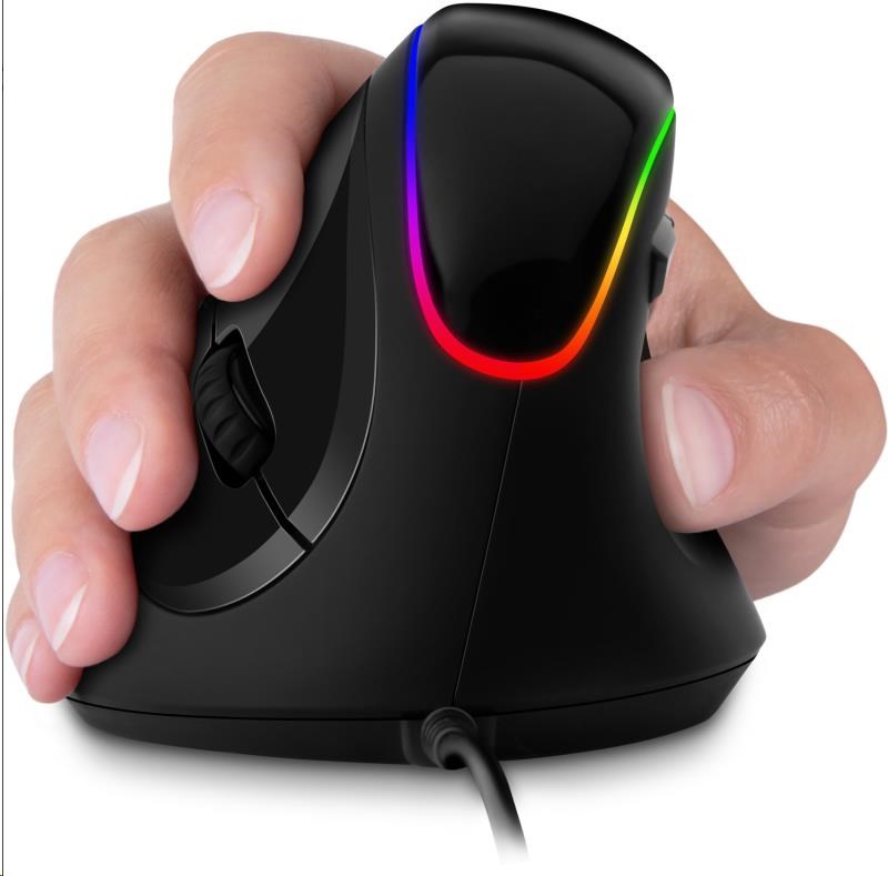 CONNECT IT GAME FOR HEALTH ergonomická vertikálna myš,  drôtová,  čierna8 