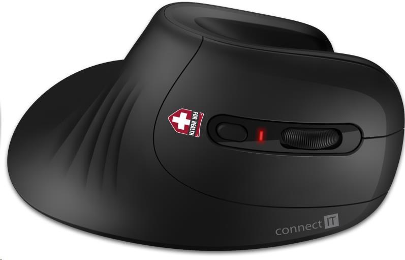 CONNECT IT FOR HEALTH Ergonomická vertikálna myš (+ 1x batéria AA zdarma) bezdrôtová,  čierna6 