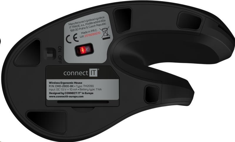 CONNECT IT FOR HEALTH Ergonomická vertikálna myš (+ 1x batéria AA zdarma) bezdrôtová,  čierna4 