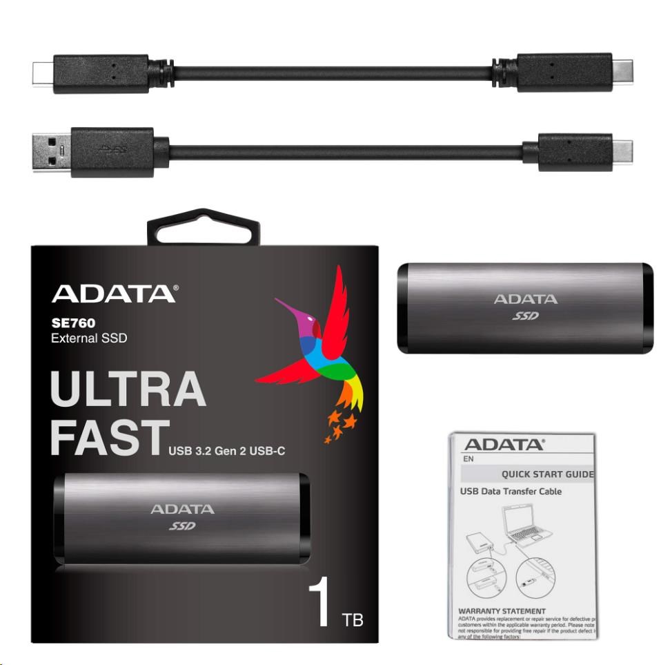 Externý SSD disk ADATA 1TB SE760 USB 3.2 Gen2 typ C Titanium Grey4 
