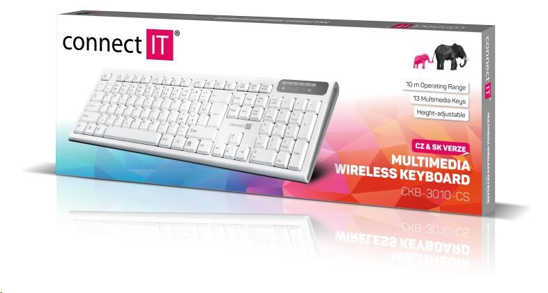 CONNECT IT Multimediální bezdrátová klávesnice,  (+2x AAA baterie zdarma),  CZ + SK verze,  bílá5 