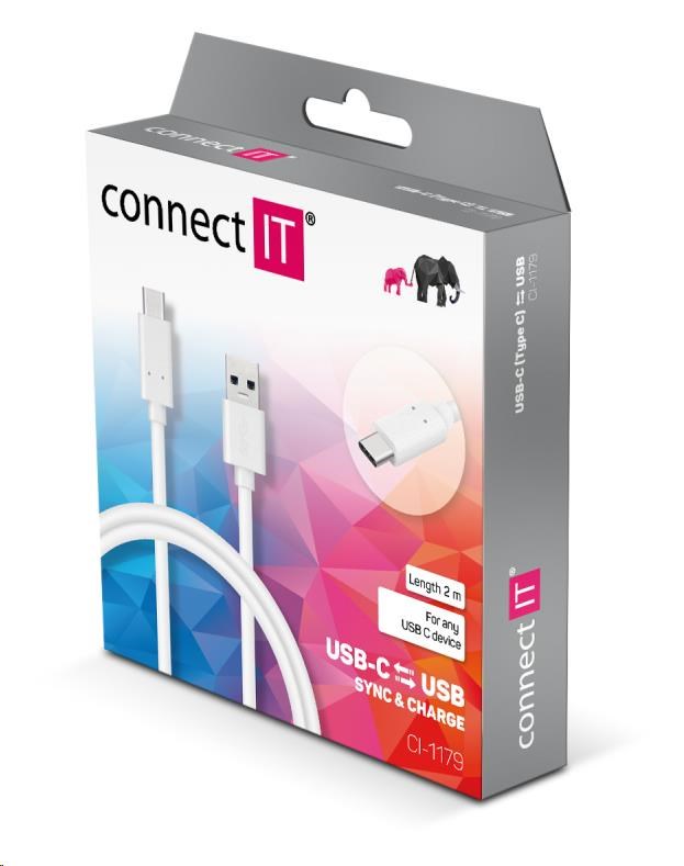 CONNECT IT Wirez USB-C (typ C) -> USB-A,  USB 3.1 Gen 1,  biela,  2 m2 