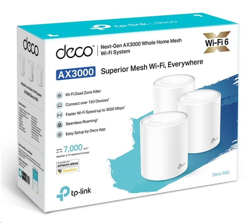 TP-Link Deco X60(3-pack) WiFi6 Mesh (AX5400,  2, 4GHz/ 5GHz,  2xGbELAN/ WAN)3 