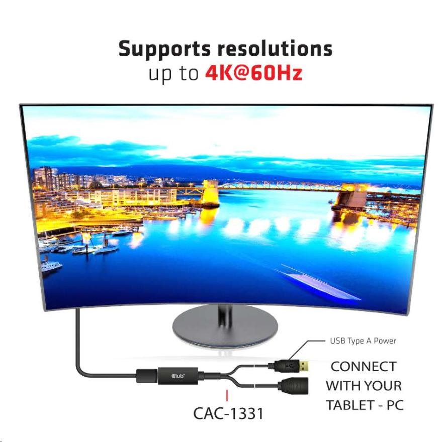 Club3D Aktívny adaptér HDMI na DisplayPort 4K60Hz,  M/ F5 