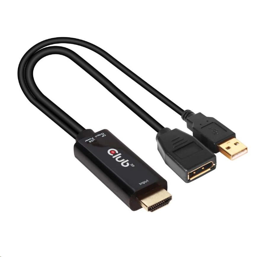Club3D Aktívny adaptér HDMI na DisplayPort 4K60Hz,  M/ F0 