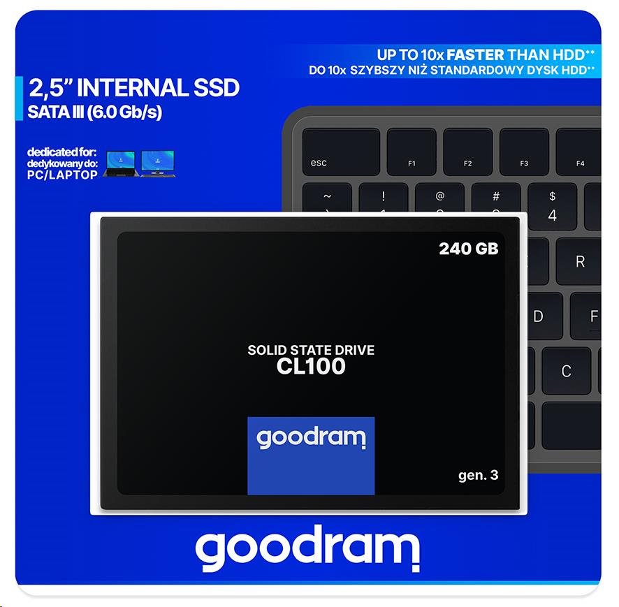 GOODRAM SSD CL100 Gen.3 240 GB SATA III 7 mm,  2, 5