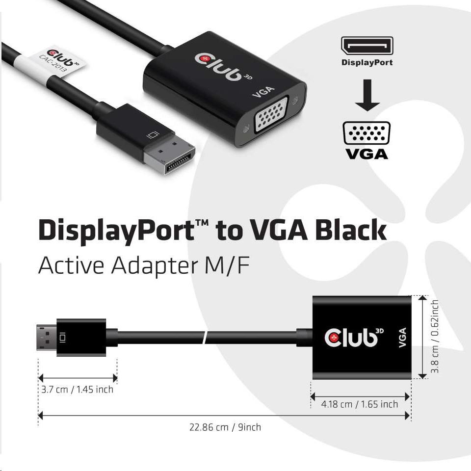 Aktívny adaptér Club3D DisplayPort na VGA0 