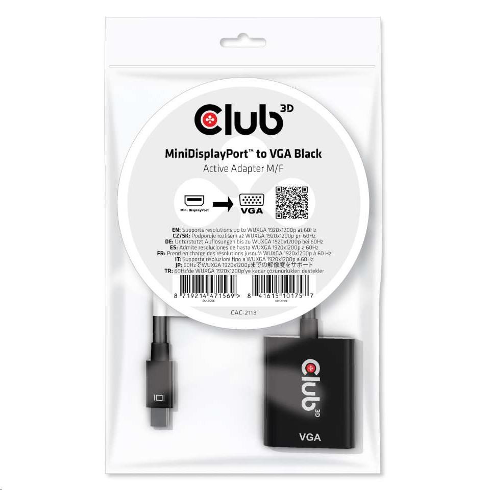 Aktívny adaptér Club3D Mini DisplayPort na VGA1 