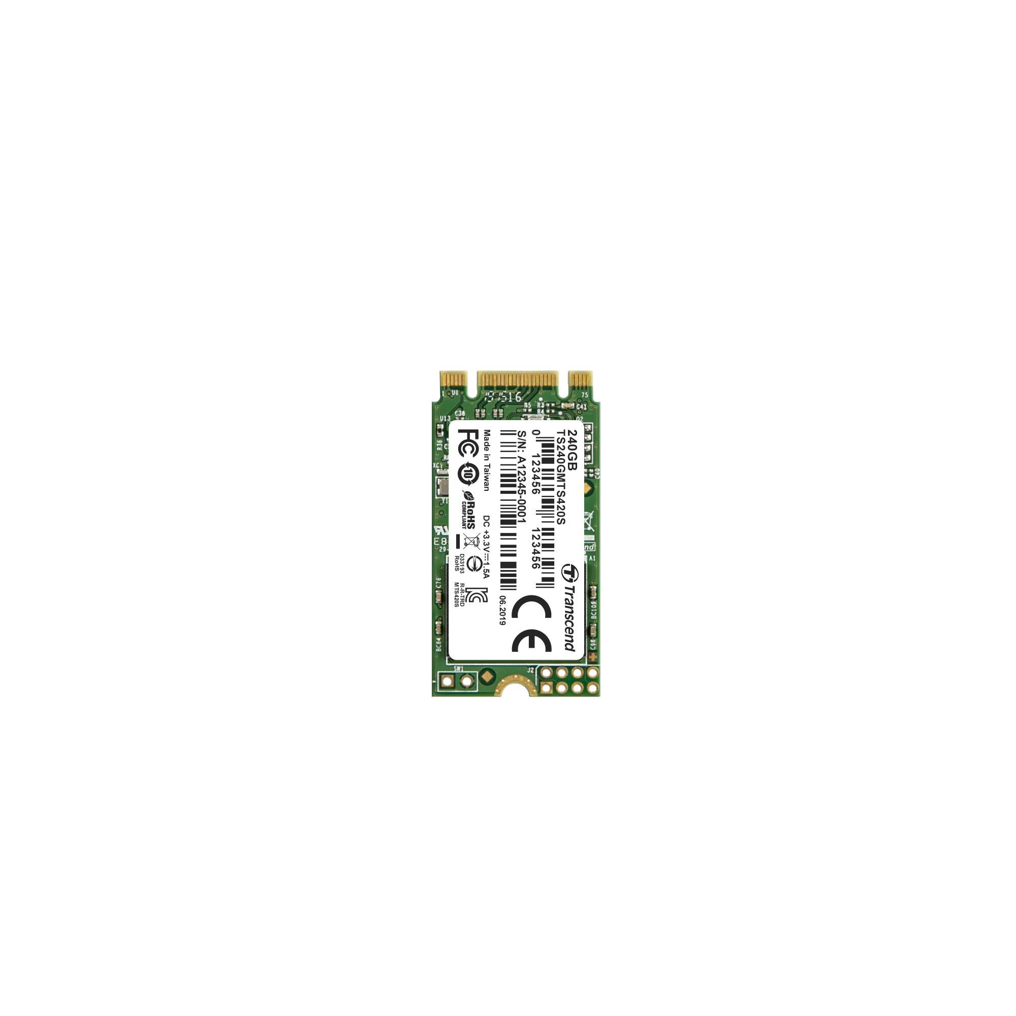 TRANSCEND Industrial SSD MTS420 240GB,  M.2 2242,  SATA III 6 Gb/ s,  TLC3 
