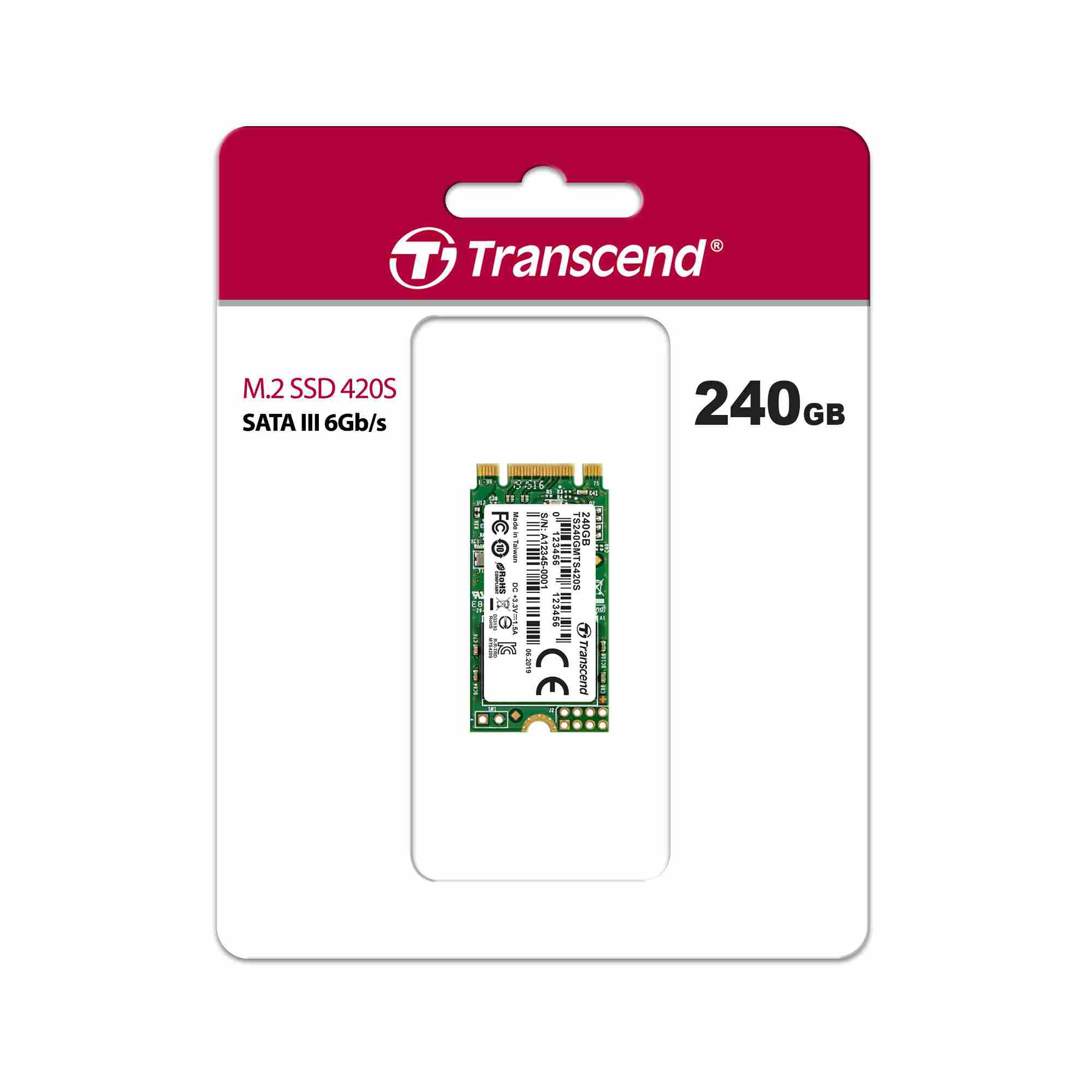 TRANSCEND Industrial SSD MTS420 240GB, M.2 2242, SATA III 6 Gb/s, TLC5 