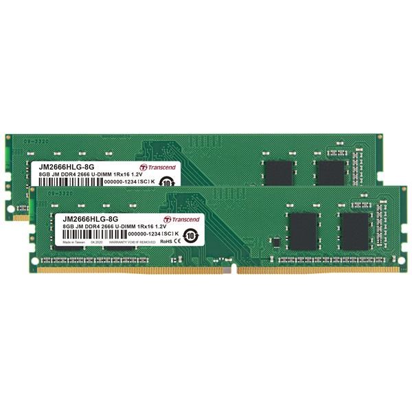 DIMM DDR4 16GB KIT (2x8GB) 2666MHz TRANSCEND 1Rx16 1Gx16 CL19 1.2V0 
