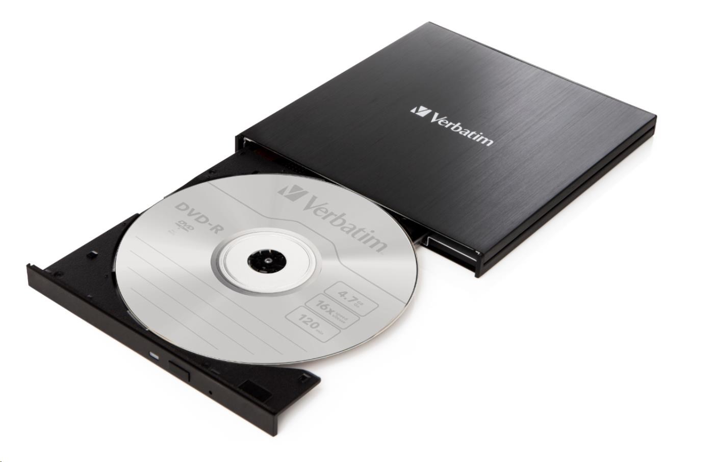 VERBATIM externá mechanika DVD-RW Rewriter USB-C,  čierna1 