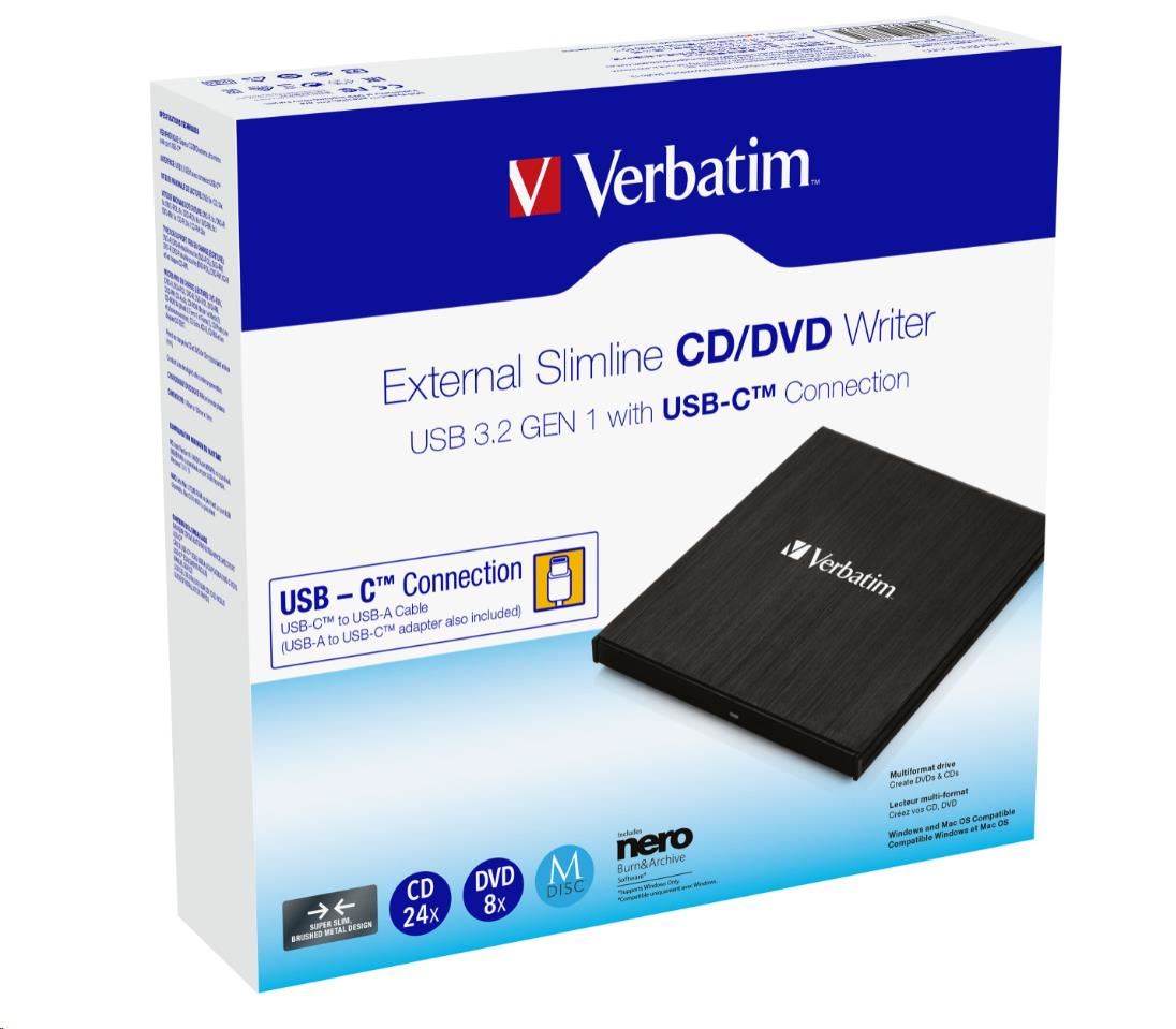 VERBATIM externá mechanika DVD-RW Rewriter USB-C,  čierna4 