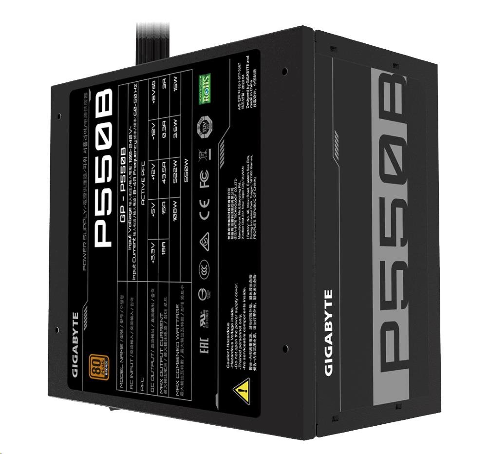 Napájací zdroj GIGABYTE P550B,  550W,  80plus bronze,  12 cm ventilátor5 