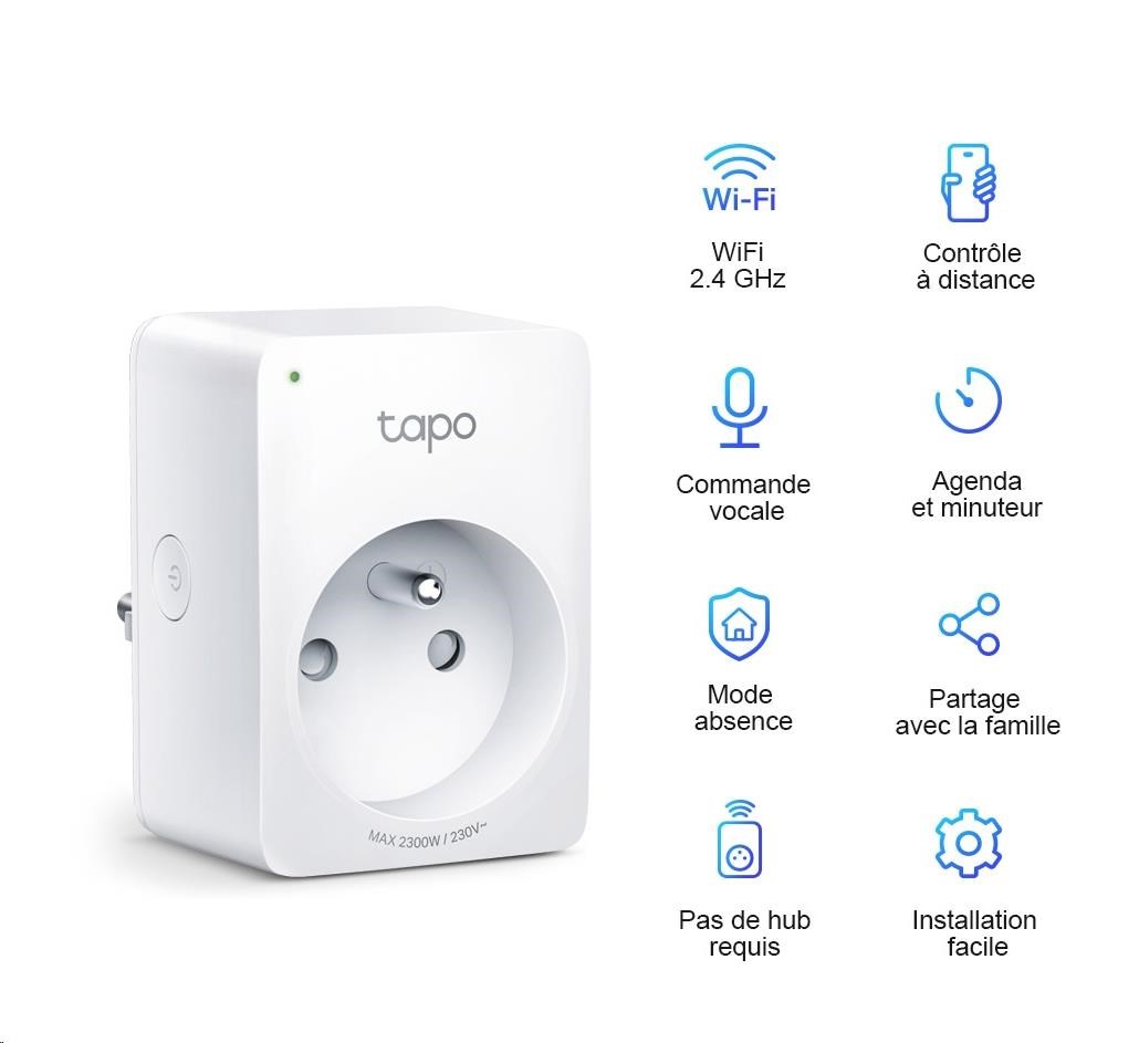 TP-Link Tapo P100(2-pack) chytrá WiFi mini zásuvka (2300W, 10A, 2, 4 GHz, BT)1 