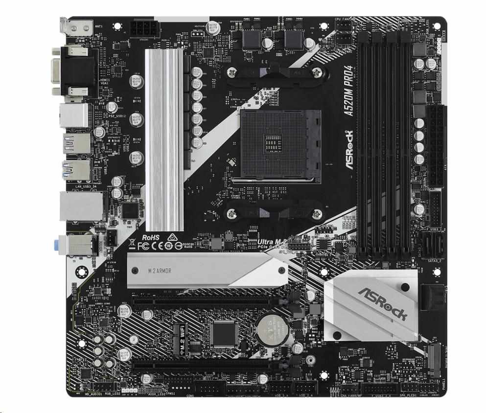 ASRock MB Sc AM4 A520M PRO4, AMD A520, 4xDDR4, HDMI, DP0 