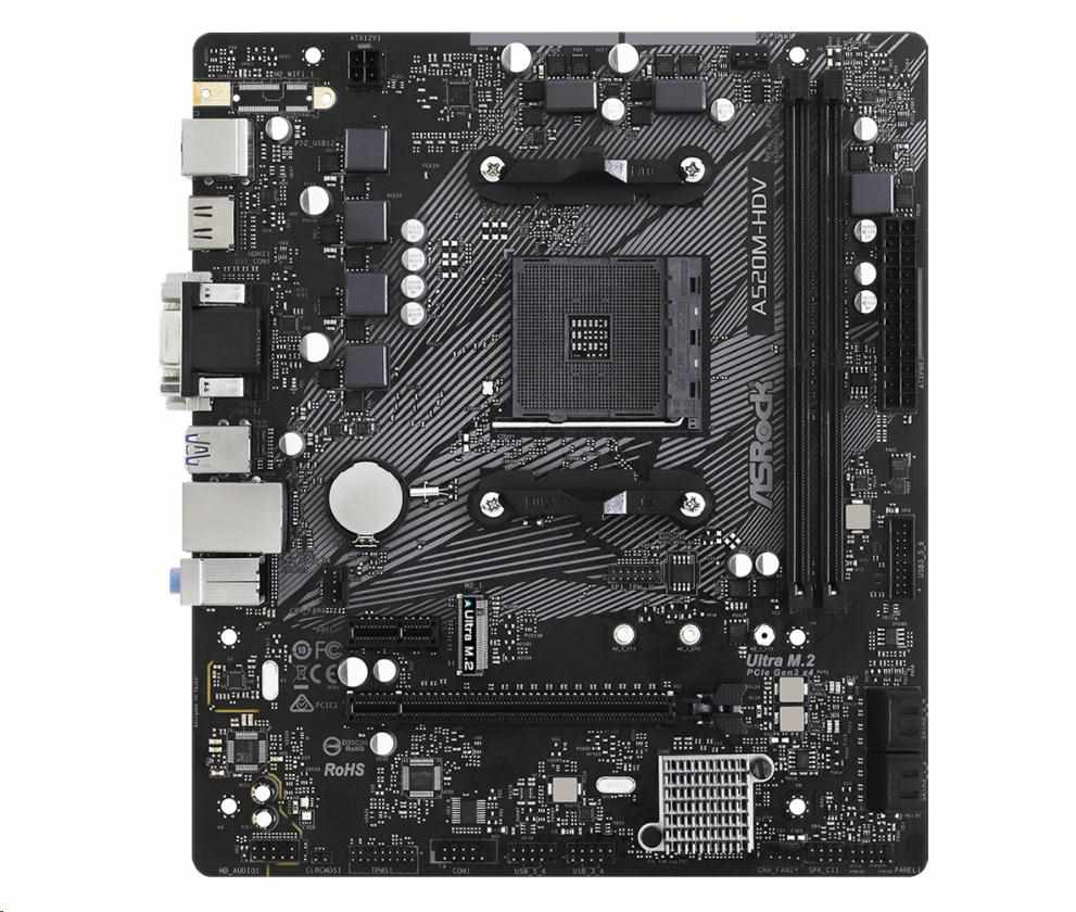 ASRock MB Sc AM4 A520M-HDV,  AMD A520M,  2xDDR4,  HDMI,  DVI2 