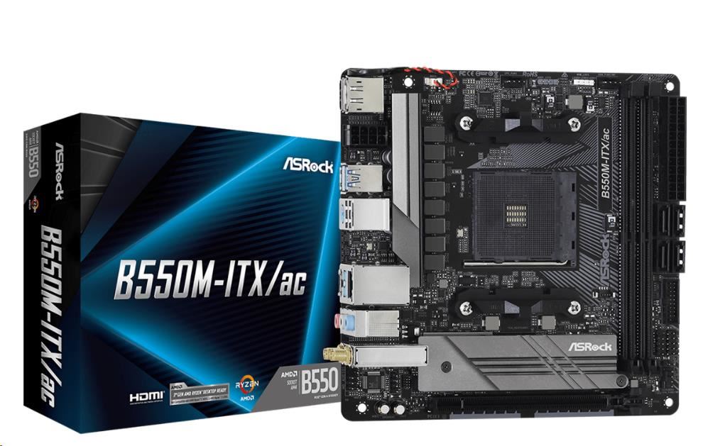 ASRock MB Sc AM4 B550M-ITX/ AC,  AMD B550M,  2xDDR4,  HDMI,  DP4 