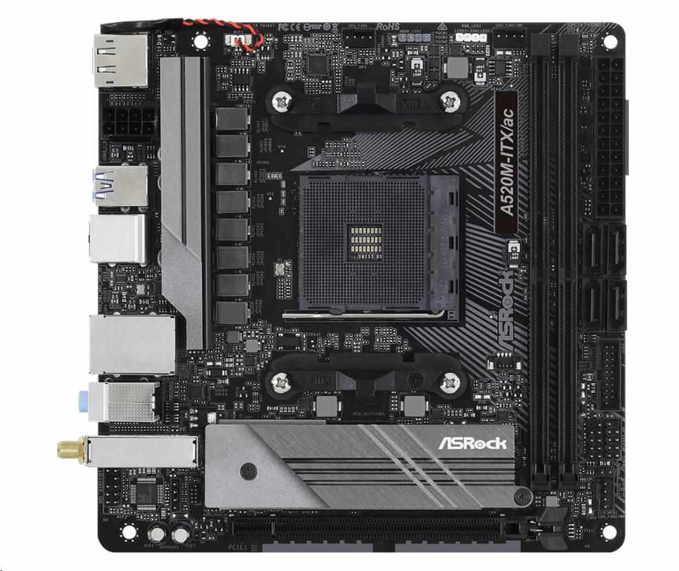 ASRock MB Sc AM4 A520M-ITX/ AC,  AMD A520,  2xDDR4,  HDMI,  DP2 